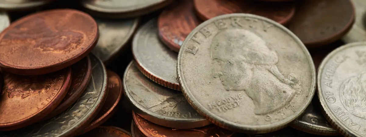 Close-up pile of coins