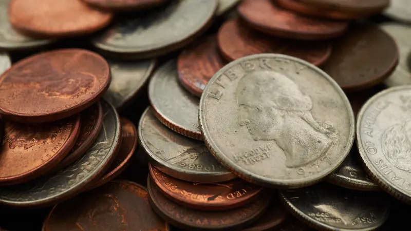 Close-up pile of coins